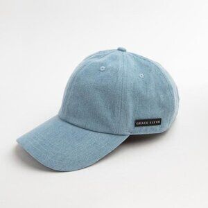 NWT Grace Eleyae Denim Satin-Lined Baseball Hat